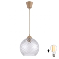 BRILAGI - LED lustra uz troses RETRO GLASS 1xE27/60W/230V Ø 25 cm bēša/dūmakaini pelēka