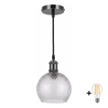 BRILAGI - LED lustra uz troses RETRO GLASS 1xE27/60W/230V Ø 25 cm melna/dūmakaini pelēka