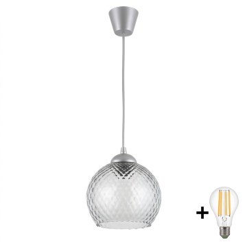 BRILAGI - LED lustra uz troses RETRO GLASS 1xE27/60W/230V Ø 25 cm sudraba/dūmota pelēka