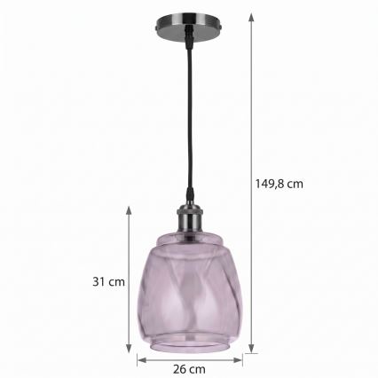 BRILAGI - LED Karājamā lampa uz kabeļa RETRO GLASS 1xE27/60W/230V Ø 26 cm melna/dūmakaini pelēka