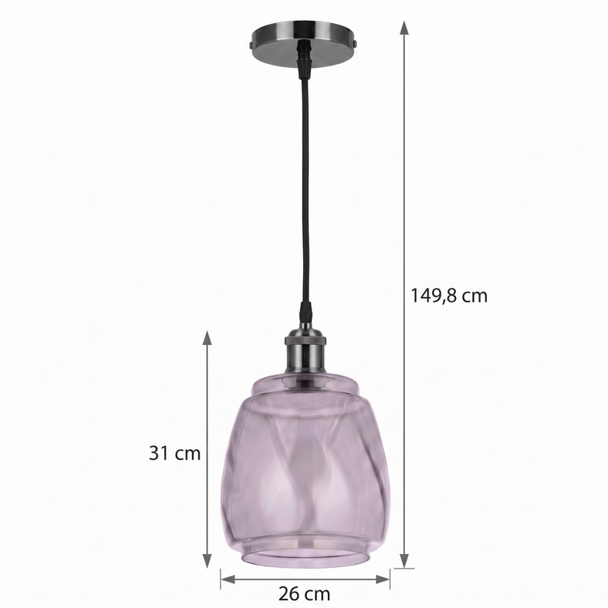 BRILAGI - LED Karājamā lampa uz kabeļa RETRO GLASS 1xE27/60W/230V Ø 26 cm melna/dūmakaini pelēka