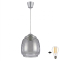 BRILAGI - LED lustra uz troses RETRO GLASS 1xE27/60W/230V Ø 26 cm sudraba/dūmakaini pelēka