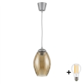 BRILAGI - LED lustra uz troses RETRO GLASS 1xE27/60W/230V Ø17 cm sudraba/dūmaina bēša