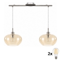 BRILAGI - LED lustra uz troses RETRO GLASS 2xE27/60W/230V matēts hroms/dūmakaini bēšs