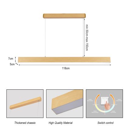 Brilagi - LED lustra uz troses SLEEKLINE LED/40W/230V 3000/4500/6000K ozola dekors