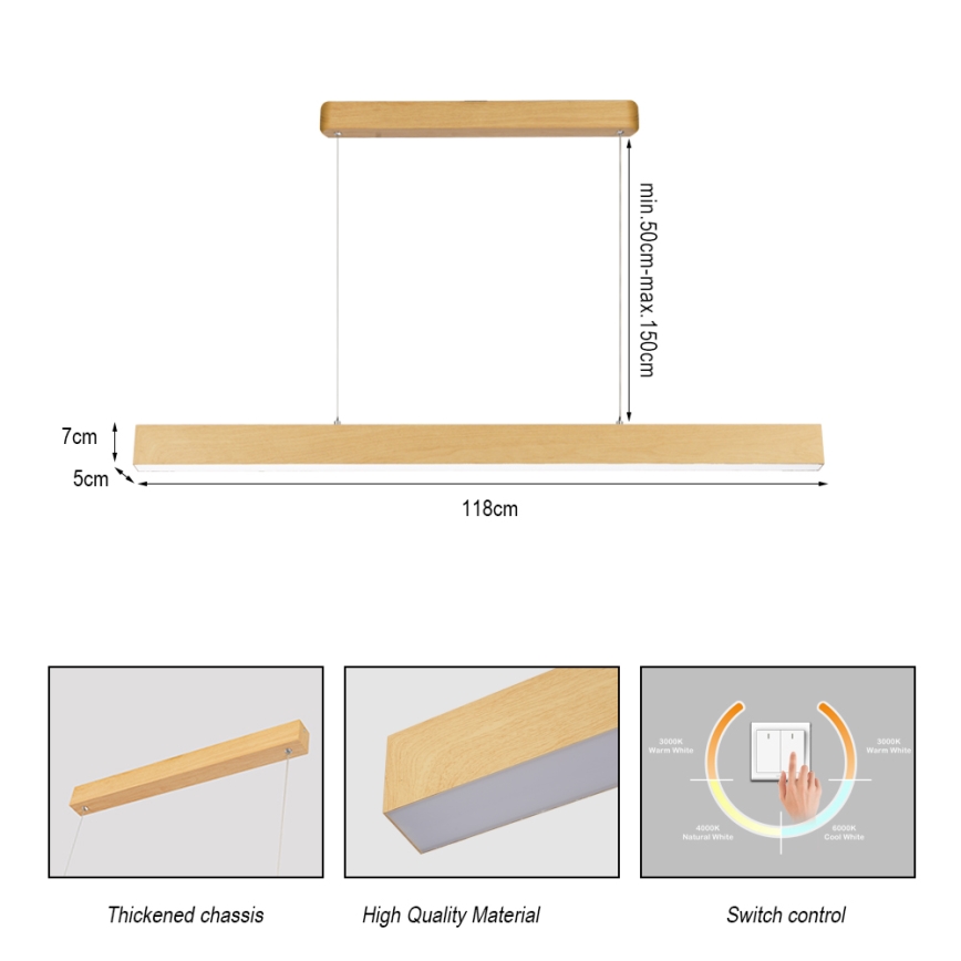 Brilagi - LED lustra uz troses SLEEKLINE LED/40W/230V 3000/4500/6000K ozola dekors