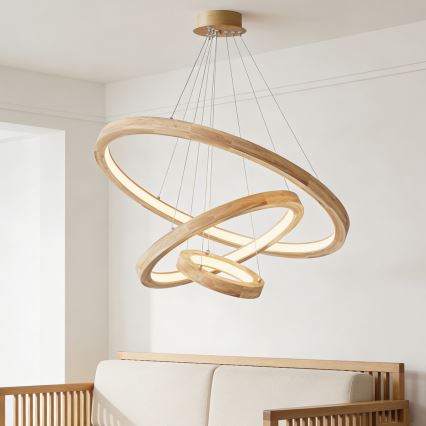 Brilagi - LED lustra uz troses UMEA WOOD LED/45W/230V pr. 60 cm, no kaučuka koka