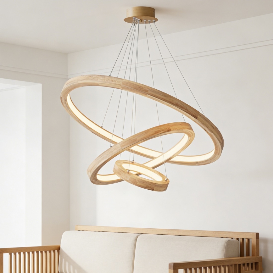 Brilagi - LED lustra uz troses UMEA WOOD LED/45W/230V pr. 60 cm, no kaučuka koka