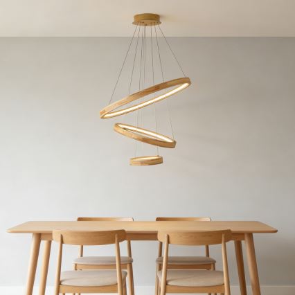 Brilagi - LED lustra uz troses UMEA WOOD LED/45W/230V pr. 60 cm, no kaučuka koka