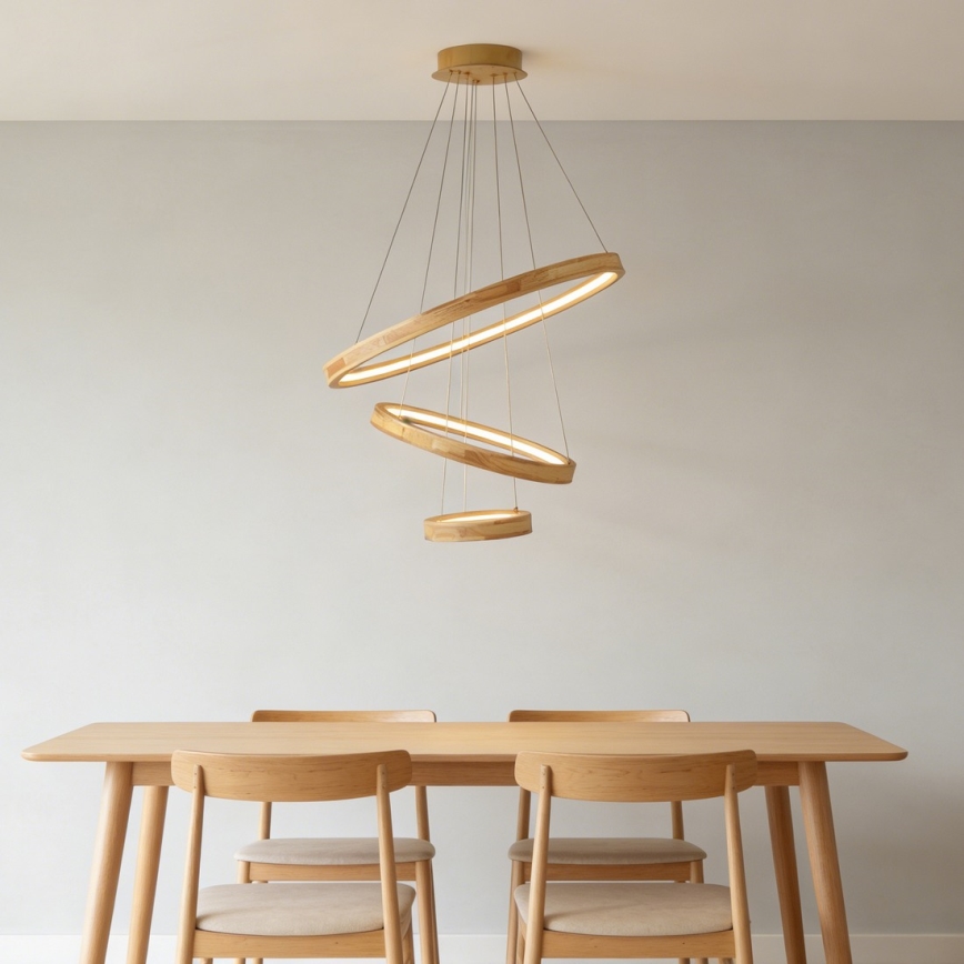 Brilagi - LED lustra uz troses UMEA WOOD LED/45W/230V pr. 60 cm, no kaučuka koka