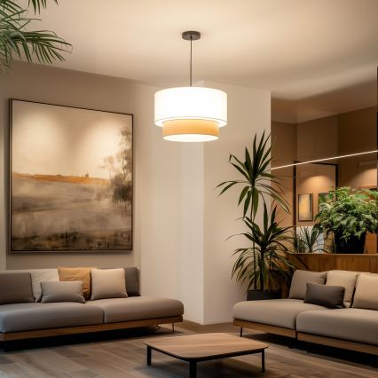 Brilagi - LED lustra uz vada CERIA 1xE27/40W/230V Ø 50 cm balta/bēša