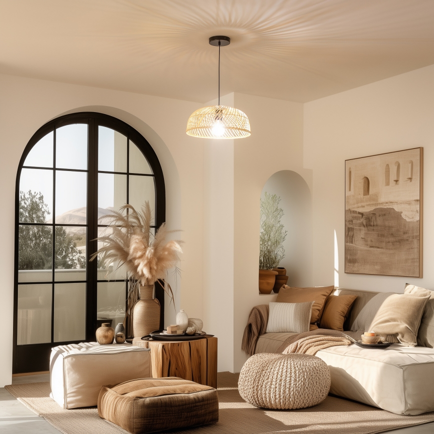 Brilagi - LED lustra uz vada CERIA BOHO 1xE27/40W/230V Ø 60 cm rotangs