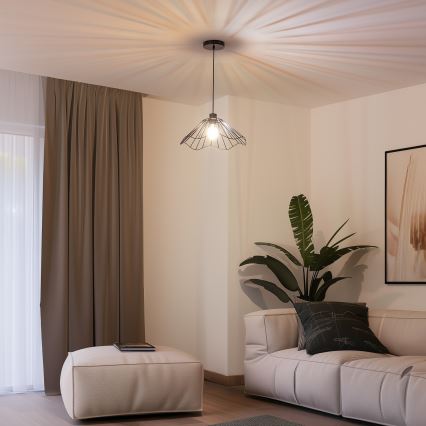 Brilagi - LED lustra uz vada CERIA WIRE 1xE27/40W/230V diametrs 40 cm melna