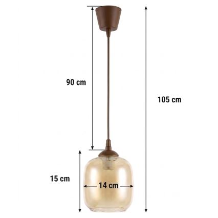 BRILAGI - LED pakaramā lampa RETRO GLASS uz vada 1xE27/60W/230V Ø 14 cm brūna/dūmakaini brūna