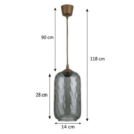 BRILAGI - LED lustra uz troses RETRO GLASS 1xE27/60W/230V Ø 14 cm brūna/dūmakaini pelēka
