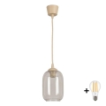 BRILAGI - LED lustra uz vada RETRO GLASS 1xE27/60W/230V pr. 14 cm bēša/dūmakaini pelēka