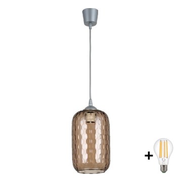 BRILAGI - LED lustra uz vada RETRO GLASS 1xE27/60W/230V pr. 14 cm sudraba/dūmakaina brūna