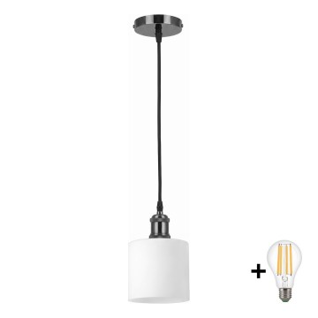 BRILAGI - LED lustra uz vada RETRO GLASS 1xE27/60W/230V Ø 10 cm melna/balta