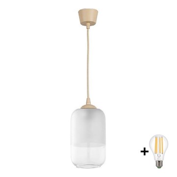 BRILAGI - LED lustra uz vada RETRO GLASS 1xE27/60W/230V Ø 14 cm bēša/balta