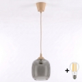 BRILAGI - LED lustra uz vada RETRO GLASS 1xE27/60W/230V Ø 14 cm bēša/dūmakaini pelēka