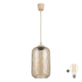 BRILAGI - LED lustra uz vada RETRO GLASS 1xE27/60W/230V Ø 14 cm bēšs/dūmakains brūns
