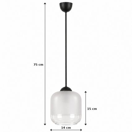 BRILAGI - LED lustra uz vada RETRO GLASS 1xE27/60W/230V Ø 14 cm melna/balta