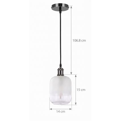 BRILAGI - LED lustra uz vada RETRO GLASS 1xE27/60W/230V Ø 14 cm melna/balta