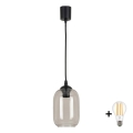 BRILAGI - LED lustra uz vada RETRO GLASS 1xE27/60W/230V Ø 14 cm melna/dūmakaini pelēka