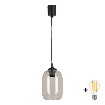 BRILAGI - LED lustra uz vada RETRO GLASS 1xE27/60W/230V Ø 14 cm melna/dūmakaini pelēka