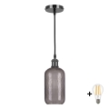 BRILAGI - LED lustra uz vada RETRO GLASS 1xE27/60W/230V Ø 14 cm melna/dūmakaini pelēka