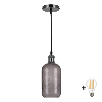 BRILAGI - LED lustra uz vada RETRO GLASS 1xE27/60W/230V Ø 14 cm melna/dūmakaini pelēka