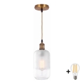BRILAGI - LED lustra uz vada RETRO GLASS 1xE27/60W/230V Ø 14 cm zelta/balta