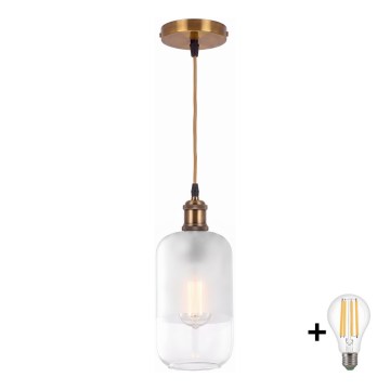 BRILAGI - LED lustra uz vada RETRO GLASS 1xE27/60W/230V Ø 14 cm zelta/balta