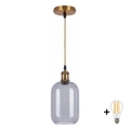 BRILAGI - LED lustra uz vada RETRO GLASS 1xE27/60W/230V Ø 14 cm zelta/dūmakaini pelēka