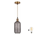 BRILAGI - LED lustra uz vada RETRO GLASS 1xE27/60W/230V Ø 14 cm zeltaina/dūmakaina pelēka