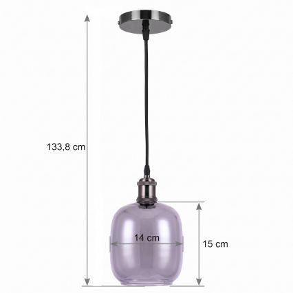 BRILAGI - LED piekaramā lampa uz troses RETRO GLASS 1xE27/60W/230V Ø 14 cm melna/dūmakaina pelēka