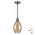BRILAGI - LED lustra uz vada RETRO GLASS 1xE27/60W/230V Ø 17 cm melna/dūmakaini bēša