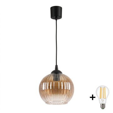 BRILAGI - LED lustra uz vada RETRO GLASS 1xE27/60W/230V Ø 18 cm melna/dūmakaini brūna
