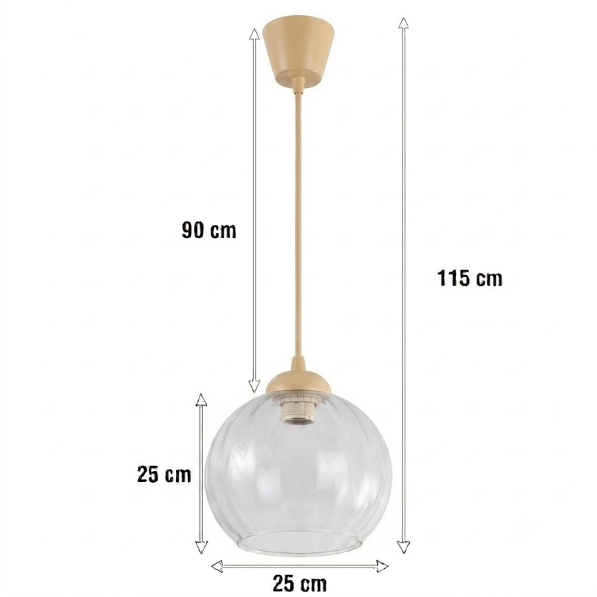 BRILAGI - LED lustra uz vada RETRO GLASS 1xE27/60W/230V Ø 25 cm bēša/caurspīdīga