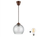 BRILAGI - LED lustra uz vada RETRO GLASS 1xE27/60W/230V Ø 25 cm brūna/dūmakaina pelēka