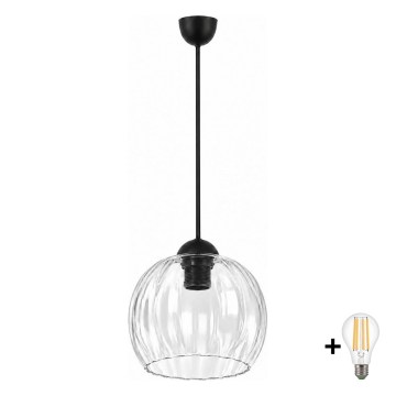BRILAGI - LED lustra uz vada RETRO GLASS 1xE27/60W/230V Ø 25 cm melna/caurspīdīga