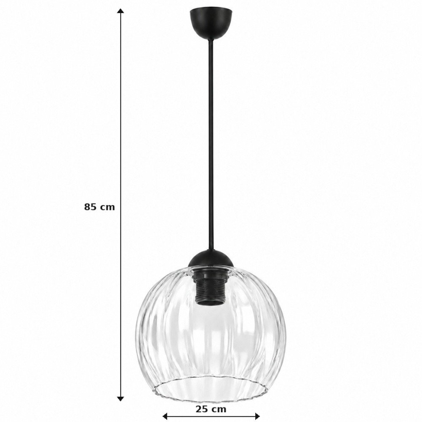 BRILAGI - LED lustra uz vada RETRO GLASS 1xE27/60W/230V Ø 25 cm melna/caurspīdīga