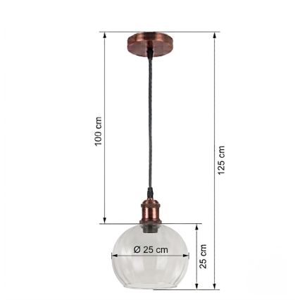 BRILAGI - LED lustra uz vada RETRO GLASS 1xE27/60W/230V Ø 25 cm vara/caurspīdīga