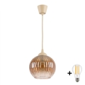 BRILAGI - LED lustrs uz kabeļa RETRO GLASS 1xE27/60W/230V pr. 18 cm bēšs/dūmakains brūns