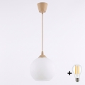 BRILAGI - LED lustrs uz troses RETRO GLASS 1xE27/60W/230V Ø 15 cm bēšs/balts