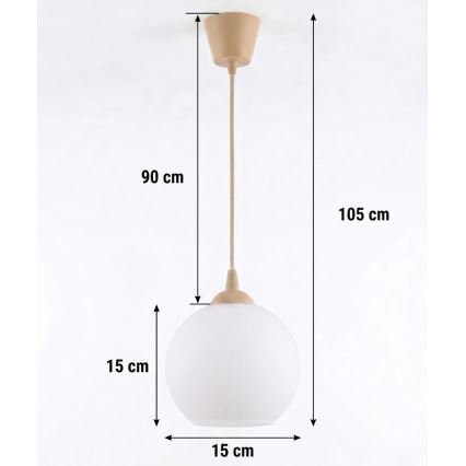 BRILAGI - LED lustrs uz troses RETRO GLASS 1xE27/60W/230V Ø 15 cm bēšs/balts
