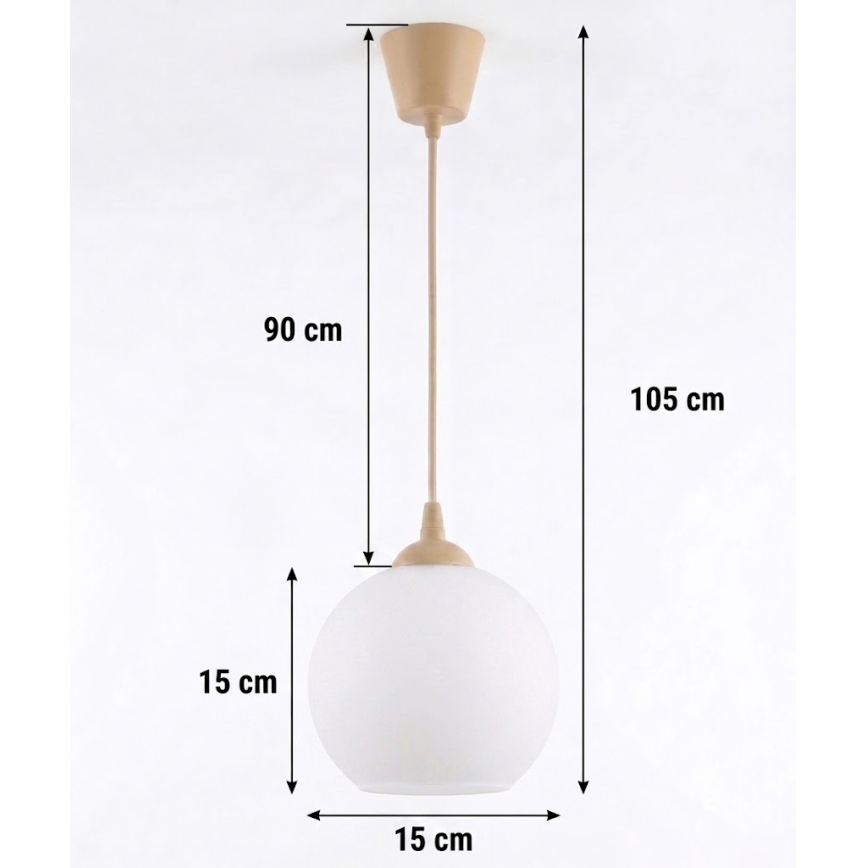 BRILAGI - LED lustrs uz troses RETRO GLASS 1xE27/60W/230V Ø 15 cm bēšs/balts