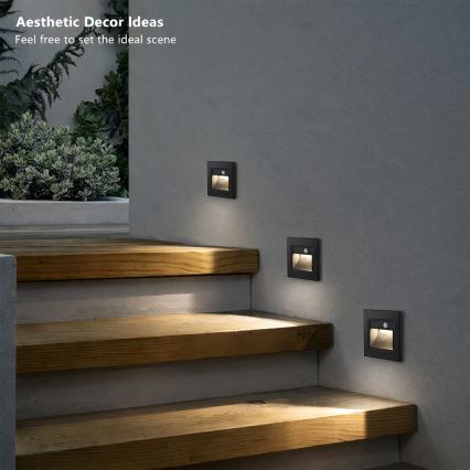 Brilagi - LED kāpņu gaismeklis ar sensoru STEP LIGHT LED/1,5W/230V IP44 melns
