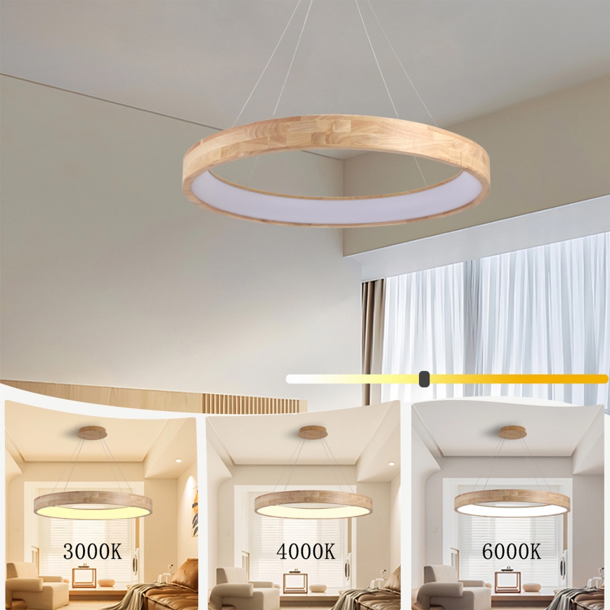 Brilagi - LED lustra uz troses FALCON WOOD LED/60W/230V 3000/4000/6000K Ø 80 cm koka