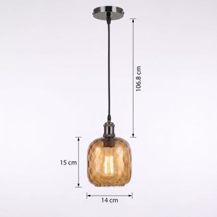 BRILAGI - LED pakaramā lampa uz vada RETRO GLASS 1xE27/60W/230V Ø 14 cm melna/dūmaina brūna